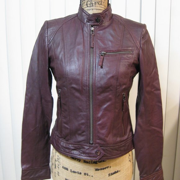 NWT Wilsons Leather red moto jacket coat XS extra small - Picture 2 of 10